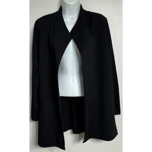 Eileen Fisher Ponte Open Jacket Cardigan Women’s Size Medium Black High Collar